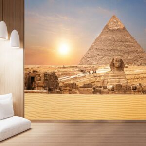 View on Sphinx and Pyramid Wallpaper Photo Wall Mural Wall UV Print Decal Wall Art Décor