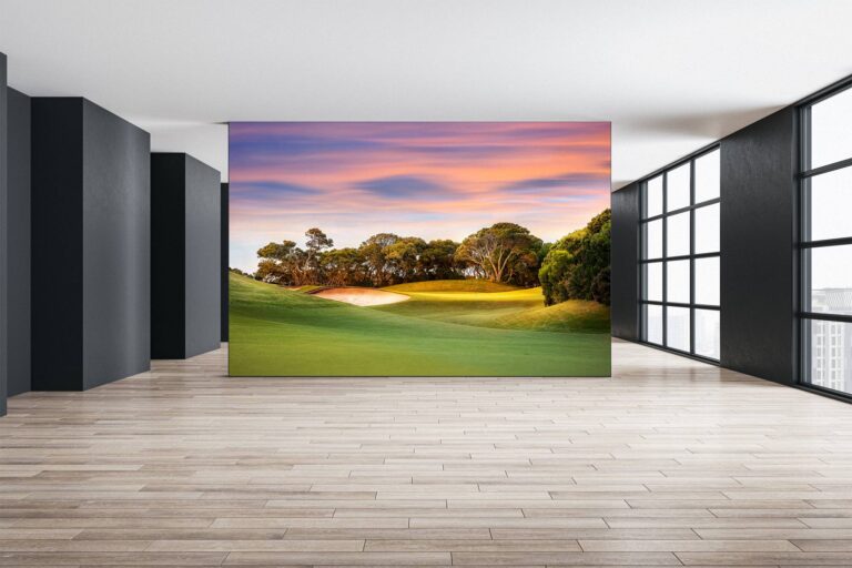 Golf Course at Sunset Wallpaper Photo Wall Mural Wall UV Print Decal Wall Art Décor