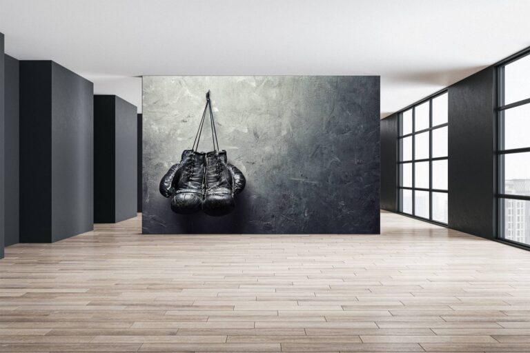 Hanging Old Boxing Gloves Wallpaper Photo Wall Mural Wall UV Print Decal Wall Art Décor