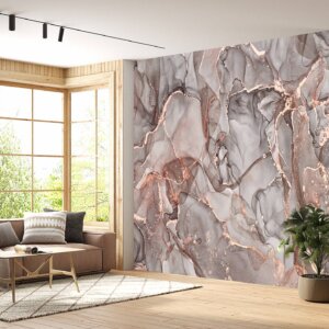 Modern Pink Marble Wallpaper for an inviting hallway experience.
