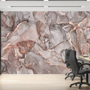 Soft-hued Designer Pink Marble Wallpaper, perfect for hallway elegance.