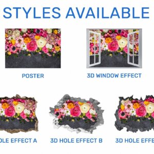 Wall Flower Sicker - Flower Wall Decal, Self Adhesive, Removable Vinyl, Easy to Install, Wall Decor, Flower Wall Mural