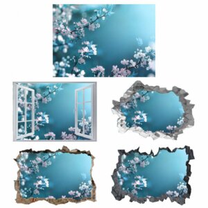 Tree Wall Sticker - Flower Wall Decal, Self Adhesive, Removable Vinyl, Easy to Install, Wall Decoration, Flower Wall Mural