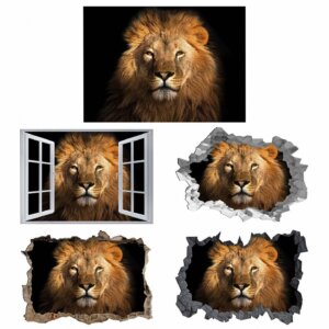 Lion Wall Decal - Self Adhesive Wall Sticker, Animal Wall Sticker, Bedroom Wall Sticker, Removable Vinyl, Wall Decoration