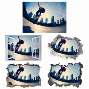 Skateboard Wall Mural - Peel and Stick Wall Decal, Vinyl Wall Sticker, Skateboard Wall Art, Wall Decor Home, Bedroom Wall Sticker, Removable Wall Sticker , Easy to Apply