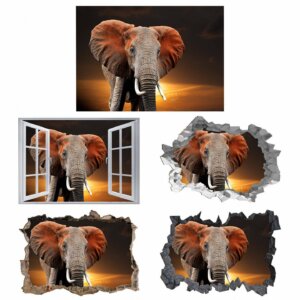 Elephant Wall Decal - Self Adhesive Wall Decal, Animal Wall Decal, Bedroom Wall Sticker, Removable Vinyl, Wall Decoration