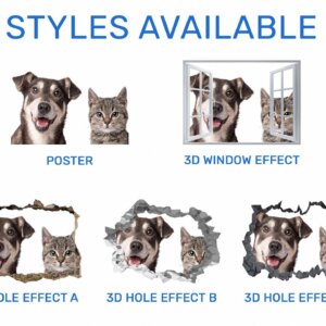 Dog and Cat Wall Art - Self Adhesive Wall Decal, Animal Wall Decal, Bedroom Wall Sticker, Removable Vinyl, Wall Decoration