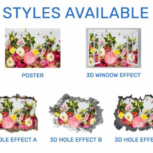 Roses Wall Sticker - Flower Wall Sticker, Self Adhesive, Removable Vinyl, Easy to Install, Wall Decoration, Flower Wall Mural