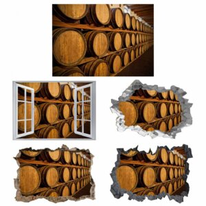 Wine Barrel Wall Decor - Peel and Stick Wall Decal, Vinyl Wall Decal ,Nature Wall Sticker, Wall Decor for Bedroom, Easy To apply, Wall Decor, Living Room Wall Sticker