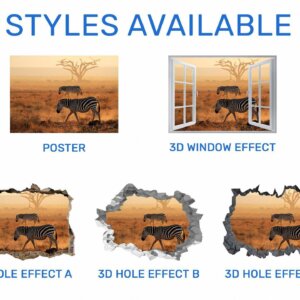 Zebra Wall Sticker - Self Adhesive Wall Decal, Animal Wall Decal, Bedroom Wall Sticker, Removable Vinyl, Wall Decoration