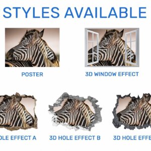 Zebra Wall Decal - Self Adhesive Wall Decal, Animal Wall Decal, Bedroom Wall Sticker, Removable Vinyl, Wall Decoration