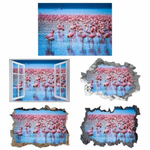 Flamingos Wall Sticker - Self Adhesive Wall Decal, Animal Wall Decal, Bedroom Wall Sticker, Removable Vinyl, Wall Decoration