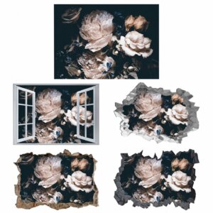 Wall Flower Sicker - Flower Wall Decal, Self Adhesive, Removable Vinyl, Easy to Install, Wall Decoration, Flower Wall Mural