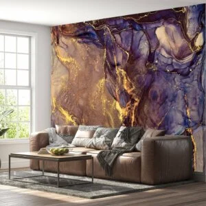 Purple Marble Wallpaper featuring Stunning Blue Accents | Exquisite Alcohol  Ink Design | Happywall