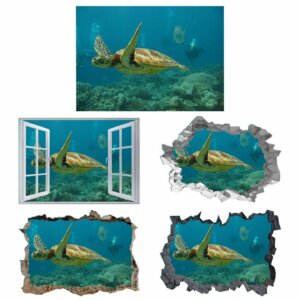 Sea Turtle Wall Sticker - Peel and Stick Removable Wall Art - Printable Ocean Wall Art - Perfect for Bedroom and Living Room Wall Decoration