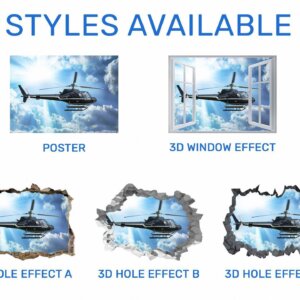 Helicopter Wall Art - Plane Wall Sticker, Vinyl Sticker, Bedroom Wall Decor, Self Adhesive Wall Sticker, Living Room Wall Art, Office Wall Sticker