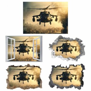 Helicopter Wall Sticker - Plane Wall Sticker, Vinyl Sticker, Bedroom Wall Decor, Self Adhesive Wall Sticker, Living Room Wall Art, Office Wall Sticker