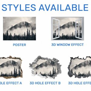 Mountain Wall Sticker - Peel and Stick Wall Decal, Vinyl Print ,Nature Wall Decal, Wall Decor for Bedroom, Easy To apply, Wall Decor, Living Room Wall Sticker