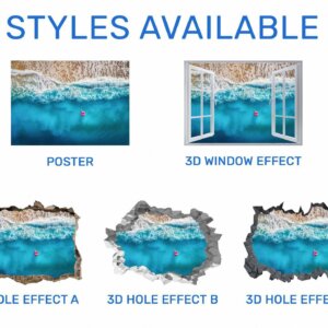 Tropical Sandy Beach 3D Window Effect Peel and Stick Wall Sticker Art Wall Decal Mural
