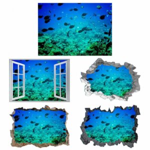 Underwater Life Wall Decal - Peel and Stick Removable Wall Art - Printable Ocean Wall Art - Perfect for Bedroom and Living Room Wall Decoration