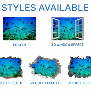 Underwater Life Wall Decal - Peel and Stick Removable Wall Art - Printable Ocean Wall Art - Perfect for Bedroom and Living Room Wall Decoration