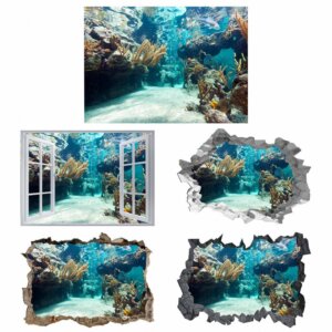 Underwater Life Wall Sticker - Peel and Stick Removable Wall Art - Printable Ocean Wall Art - Perfect for Bedroom and Living Room Wall Decoration