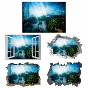Underwater Ocean Life Wall Sticker - Peel and Stick Removable Wall Art - Printable Ocean Wall Art - Perfect for Bedroom and Living Room Wall Decoration