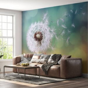 Dandelion nature design on home wallpaper.