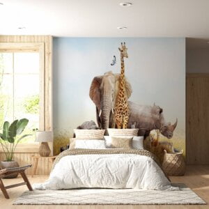 Waterproof safari-themed wall paper
