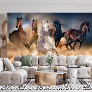 Office wall adorned with horse wall mural