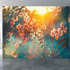 Rolled-up waterproof flower sunset home wallpaper.
