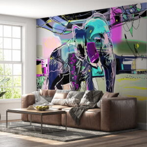 Artistic elephant painting design wall mural