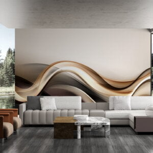 Self-adhesive wallpaper with rhythmic wave patterns