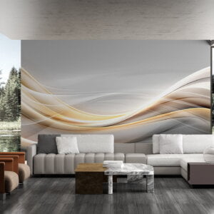 Self-adhesive shimmering gold waves wallpaper