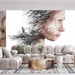 Waterproof wallpaper with nature-inspired artistic design