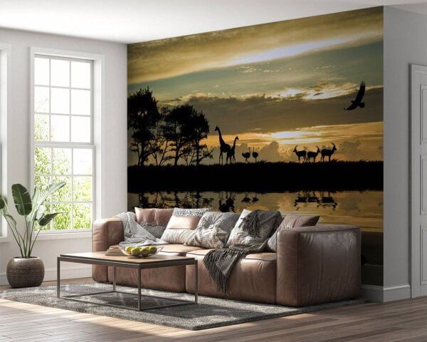 Peel and stick African animals wall art roll