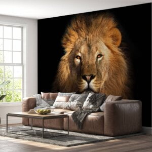 Close-up of detailed lion wall decor design