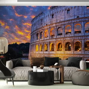 Waterproof vinyl decor showcasing the ancient Roman architecture at dawn