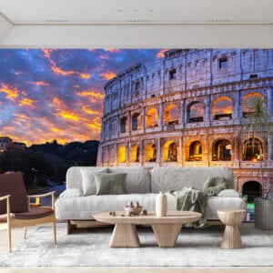 Self-adhesive mural capturing the serene morning light on the Colosseum