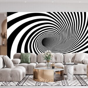 Waterproof wallpaper with a dynamic spiraling design