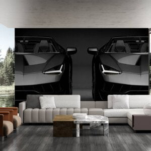 Wallpaper roll showcasing luxury car designs