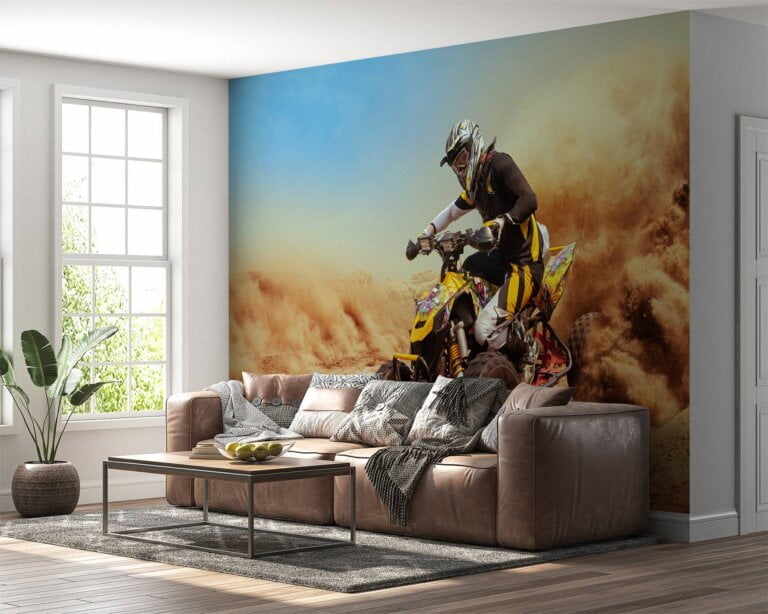 Office wall transformed with quad bike mural