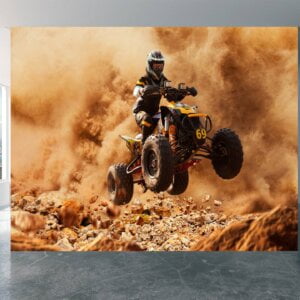 Dynamic quad offroad design on self-adhesive wallpaper