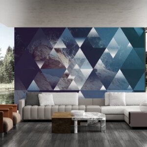 Self-adhesive wallpaper with a 3D effect and mixed landscape