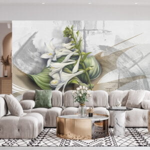 Self-adhesive wallpaper showcasing a contemporary flower design