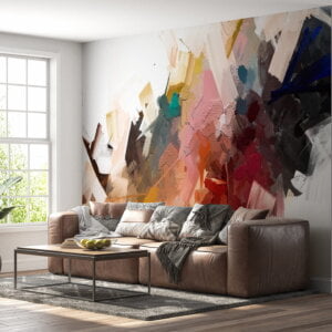 Lively abstract painting effect with rainbow colors wall mural