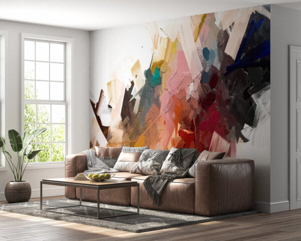 Lively abstract painting effect with rainbow colors wall mural