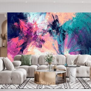 Waterproof mural capturing the essence of abstract ink artistry