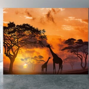 Self-adhesive giraffe wall paper roll
