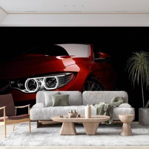 Mural roll showcasing red sport car designs